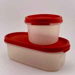Vintage, Modular Mates Storage Containers with Red Lids, by Tupperware